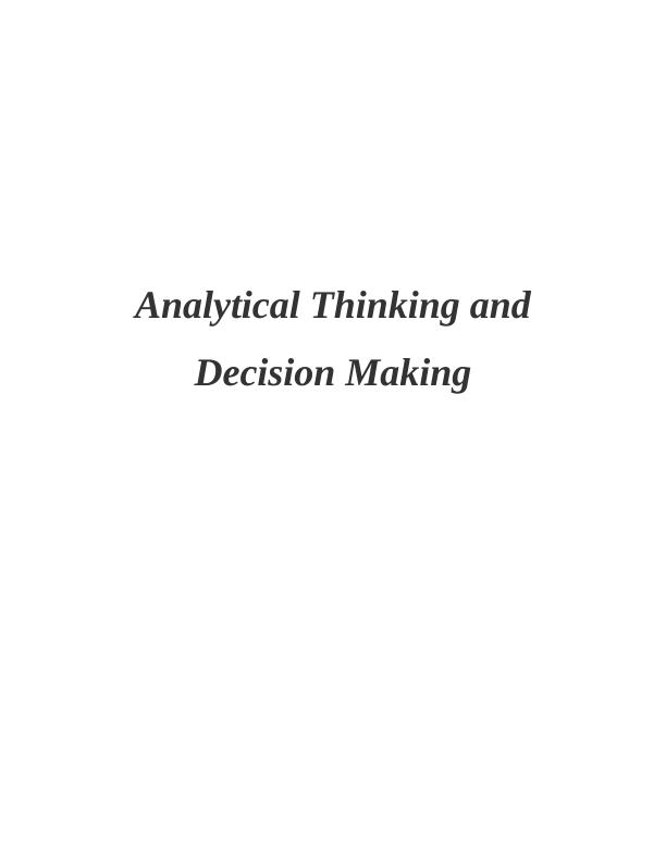 Analytical Thinking and Decision Making_1