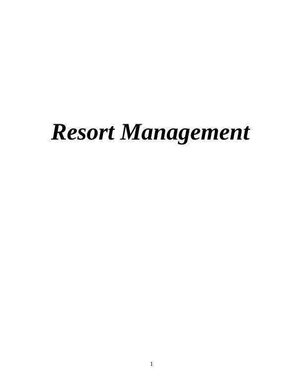 Assignment on Resort Management_1