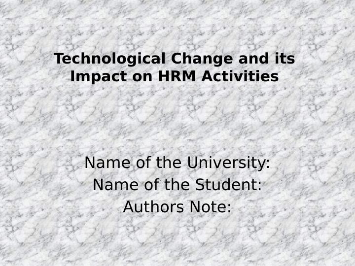Technological Change and its Impact on HRM Activities_1