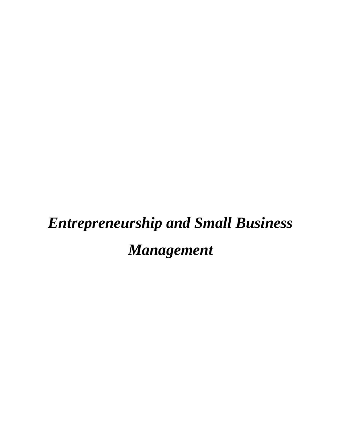 Entrepreneurship and Small Business Management (Doc)_1