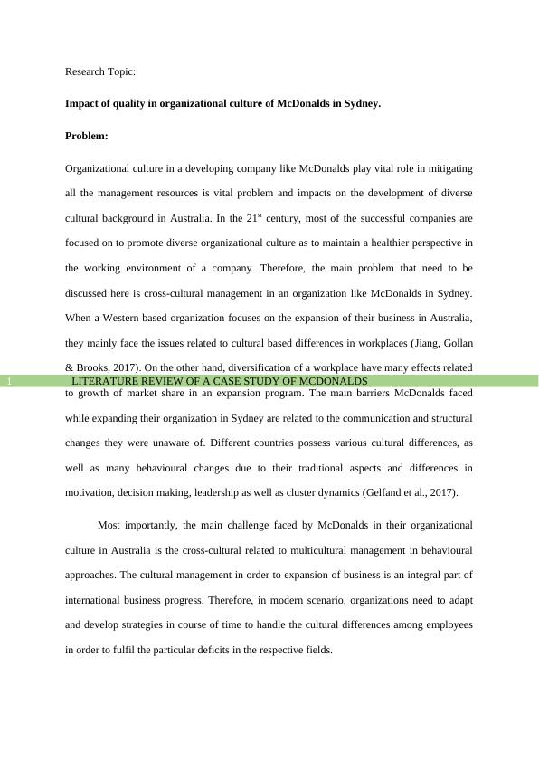 Literature Review of a Case Study of McDonalds_2