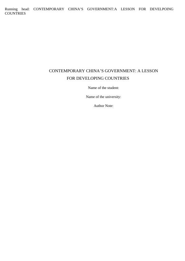 Assignment on Contemporary Chinas Government_1