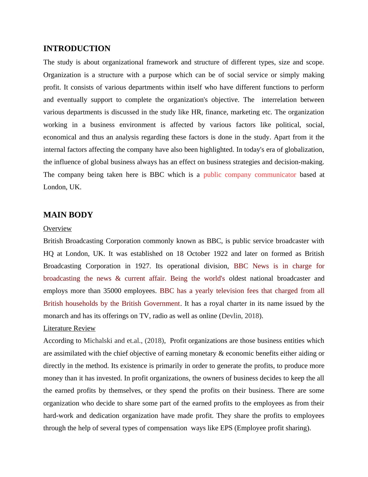 Organizational Framework and Structure of BBC | Desklib