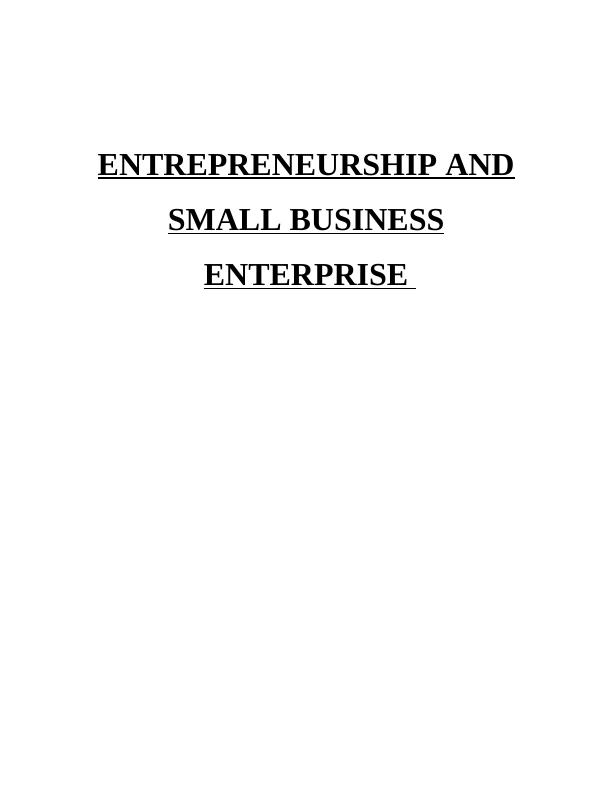 Entrepreneurship and Small Business Enterprise_1
