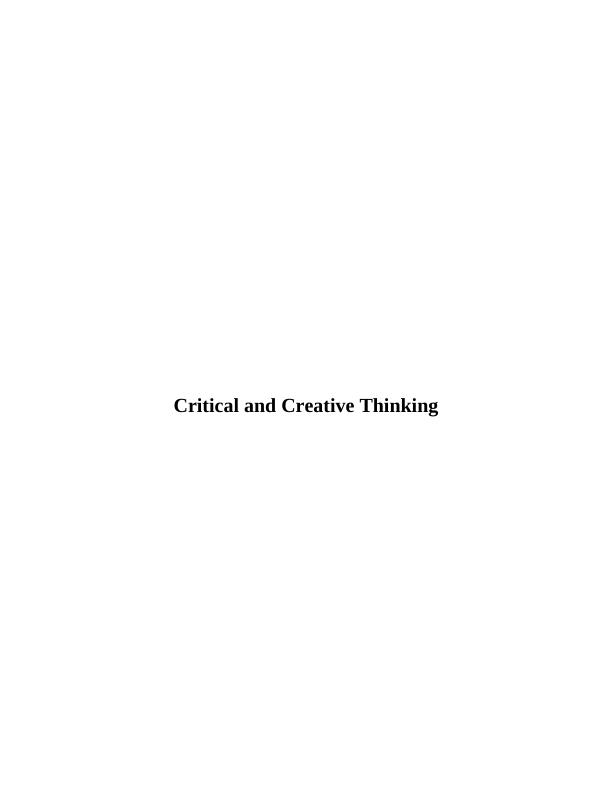 Assessment: Critical and Creative Thinking_1
