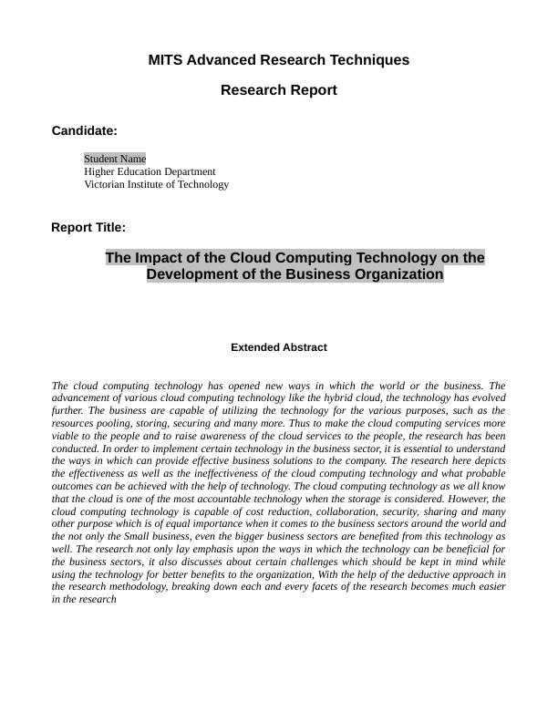 Impact of Cloud Computing Technology Research Report 2022_1