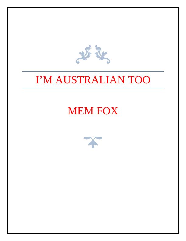 I'm Australian Too by Mem Fox - Book Review_1