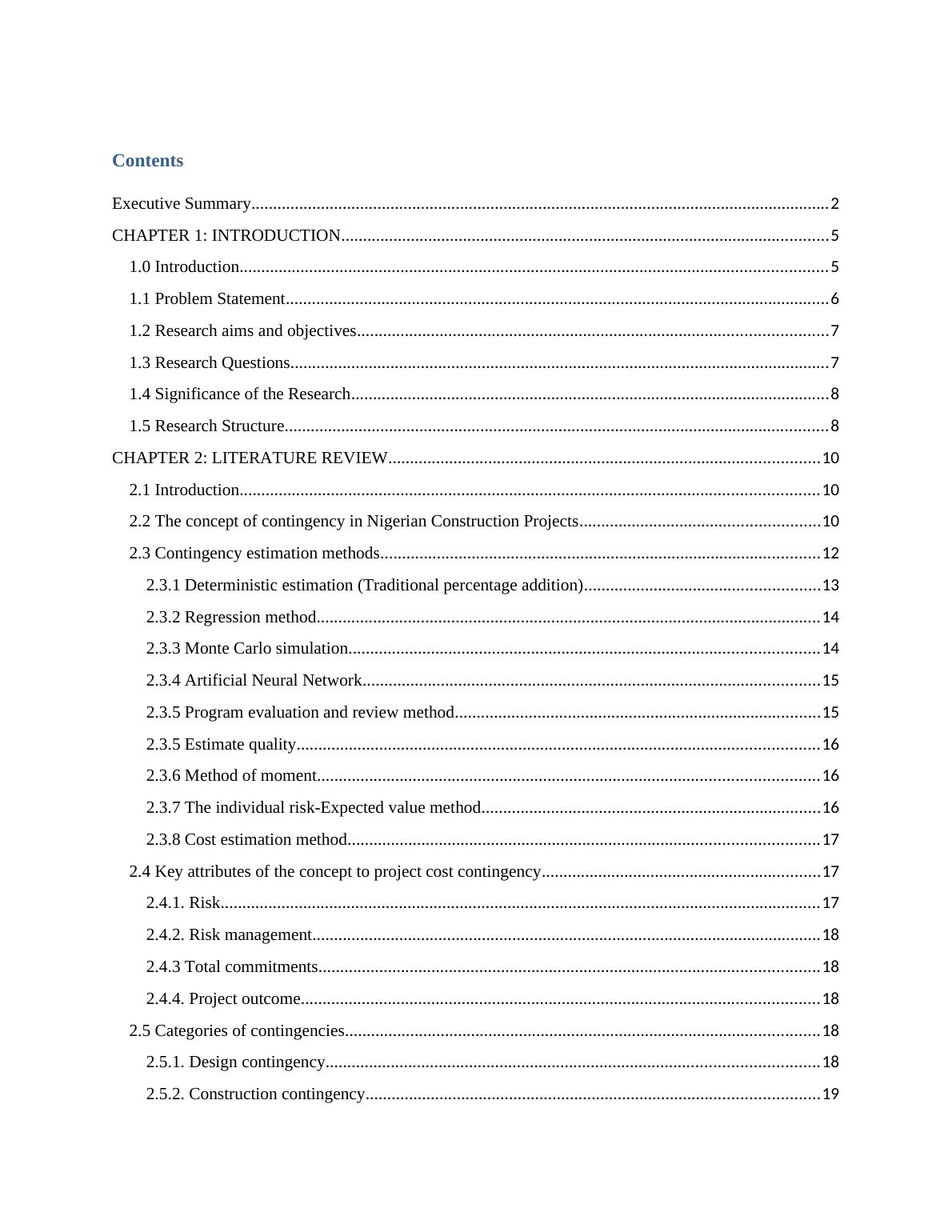 8 Factors Influencing Contingency Sum Estimation in