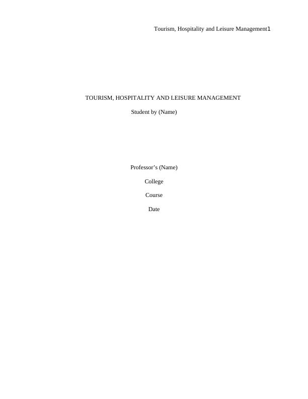 Tourism, Hospitality and Leisure Management_1