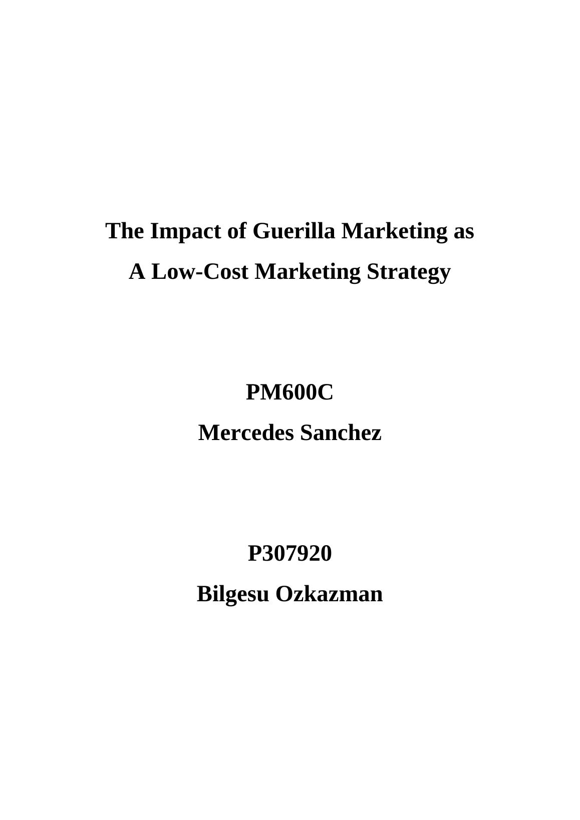 Impact of Guerilla Marketing  Assignment_1