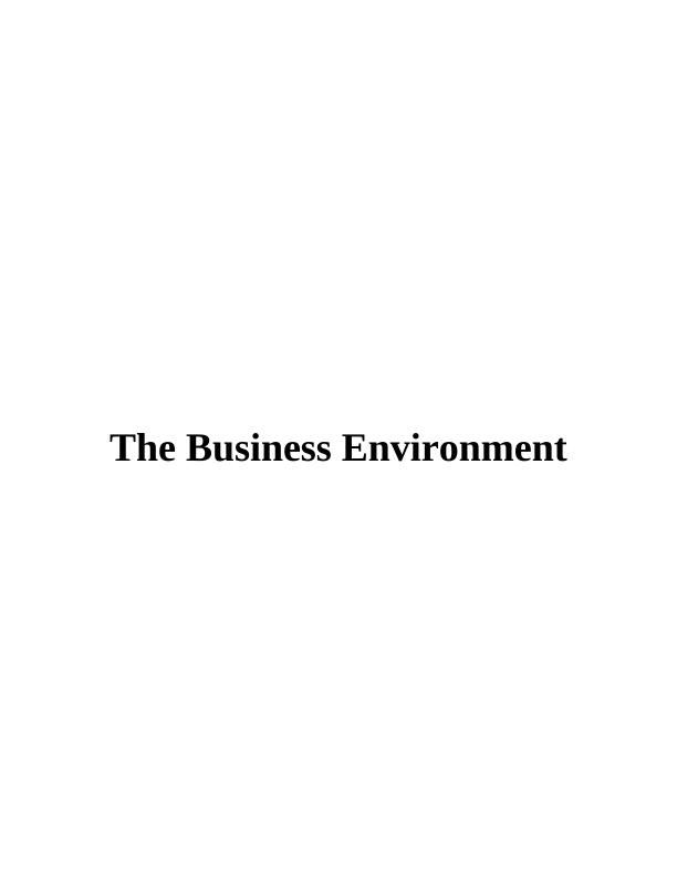 The Business Environment INTRODUCTION 1 TASK 11 P1 Describe the type of business_1