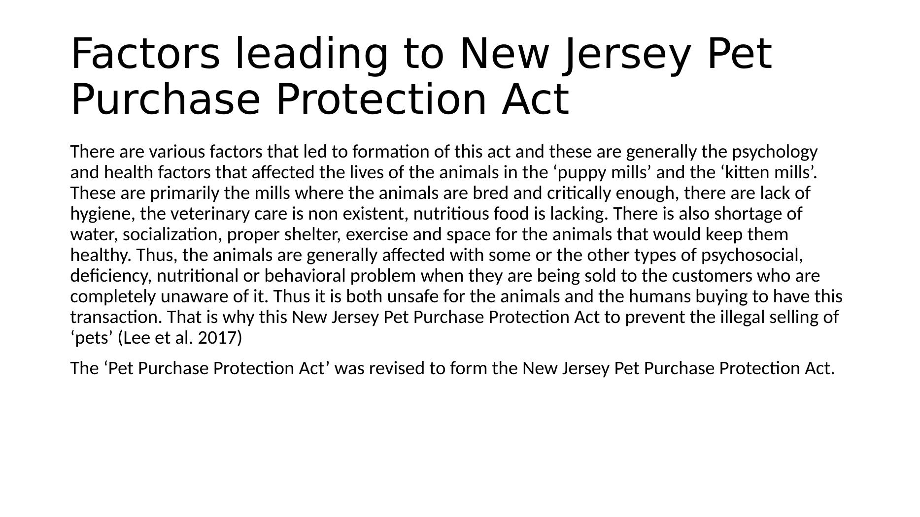New Jersey Pet Purchase Protection Act