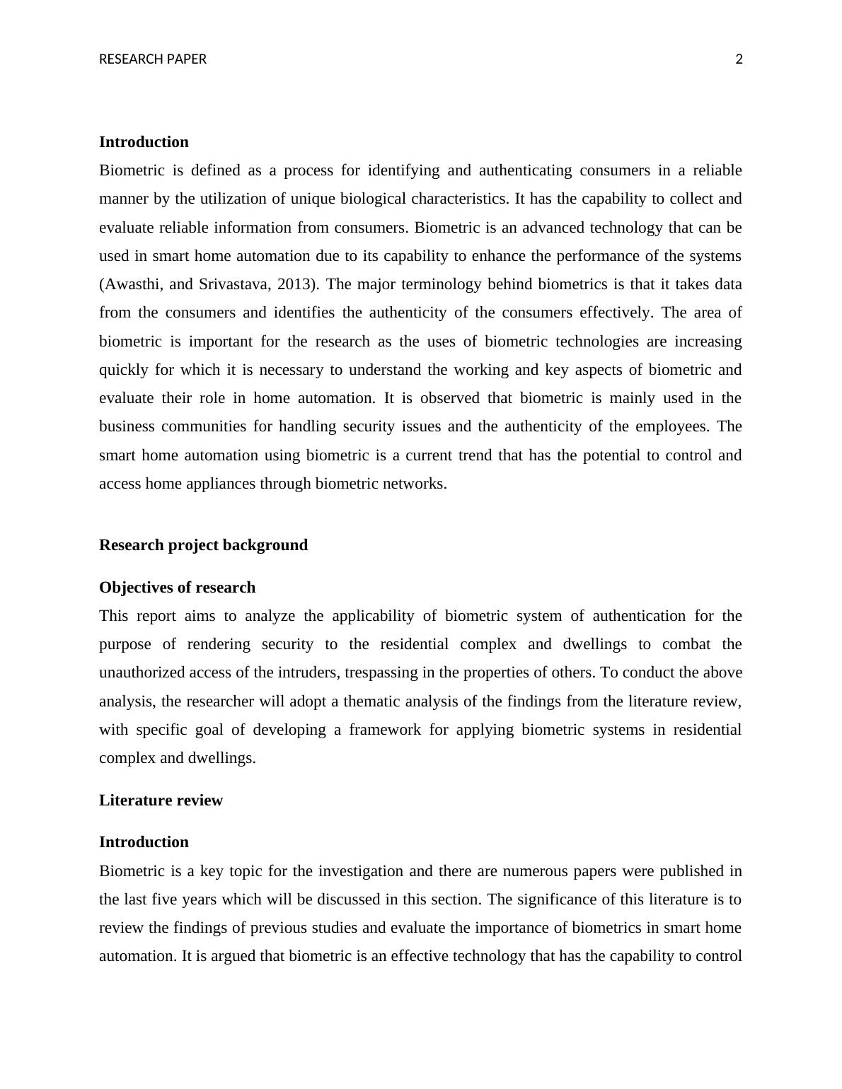 Research Paper Smart Home Automation Using Biometrics