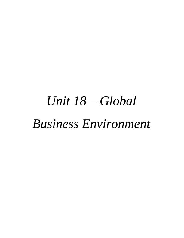 Unit 18 – Global Business Environment : Assignment_1