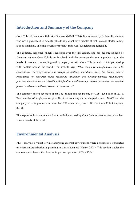 PESTLE And SWOT Analysis of The Coca Cola Company_3