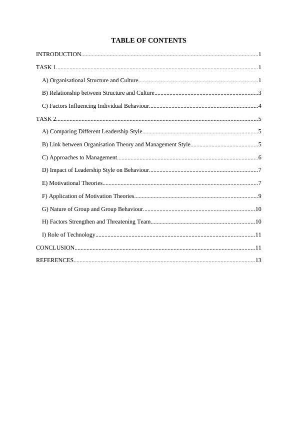 Organisation and Behaviour TABLE OF CONTENTS_2
