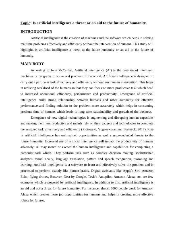 conclusion essay on artificial intelligence