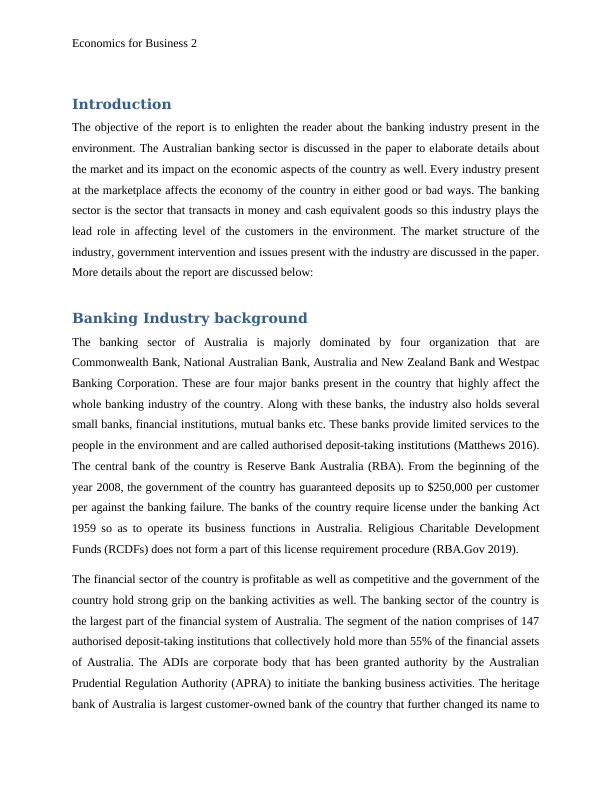 Economics for Business: Australian Banking Industry Analysis_3