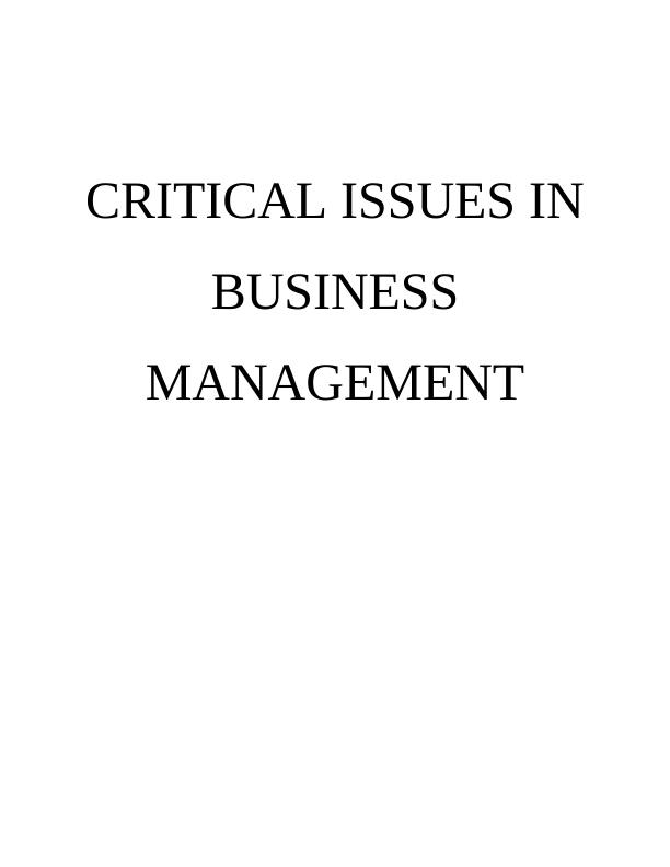 Critical Issues in Business Management - Uber_1