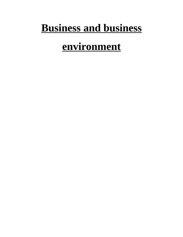 Business and Business Environment Assignment Solution - Tesco_1