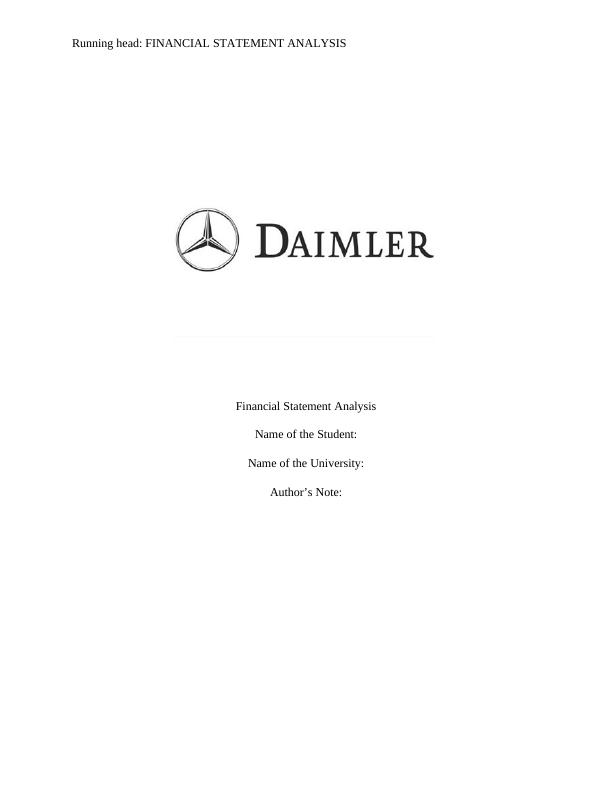 Financial Statement Analysis | Daimler AG_1