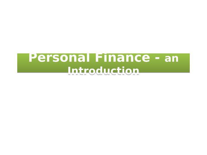 Personal Finance - An Introduction_1