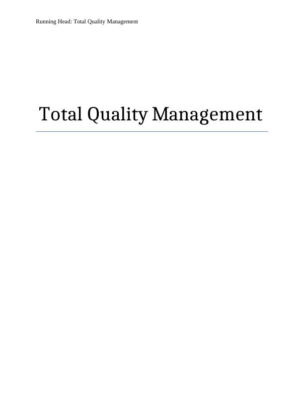 Total Quality Management - Assignment_1