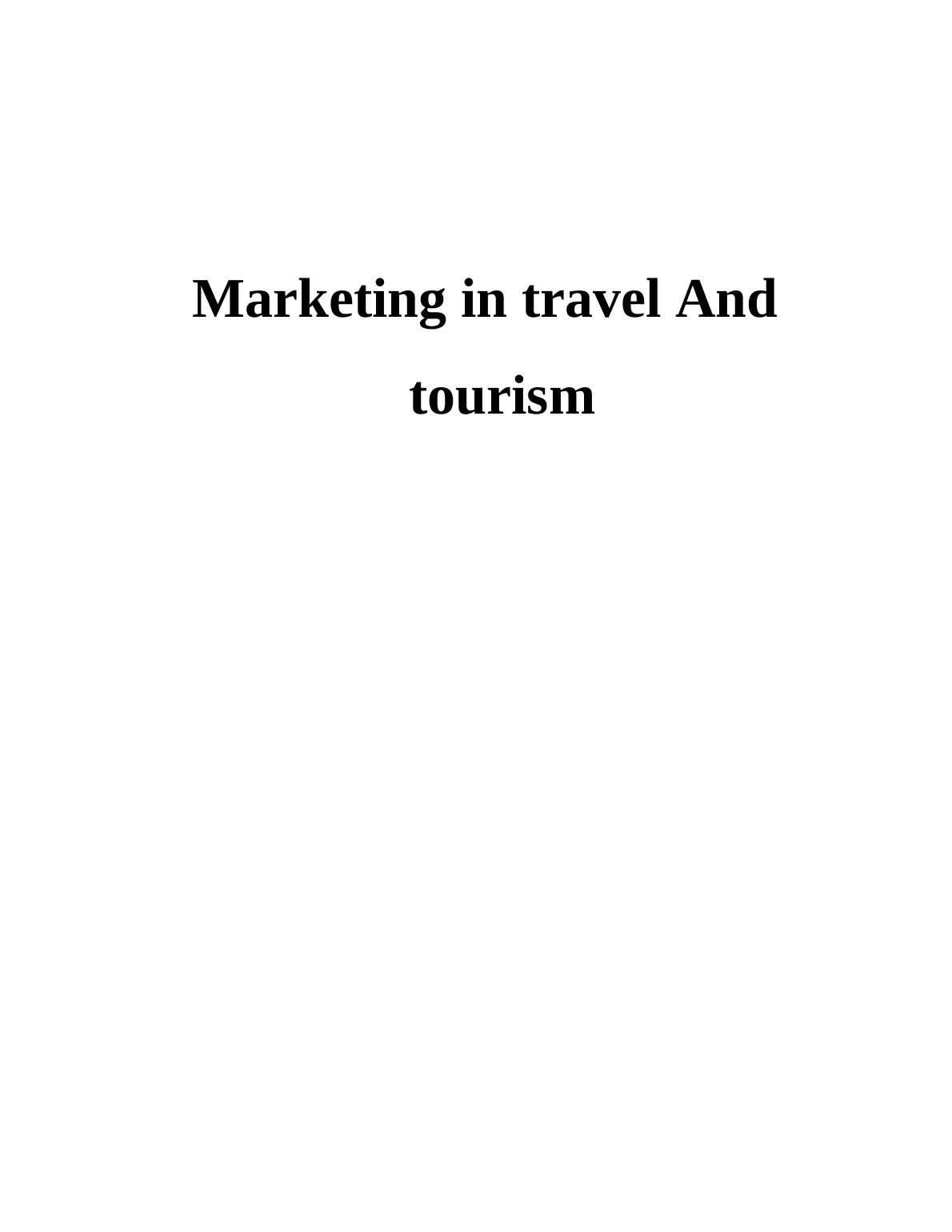 marketing in travel And tourism