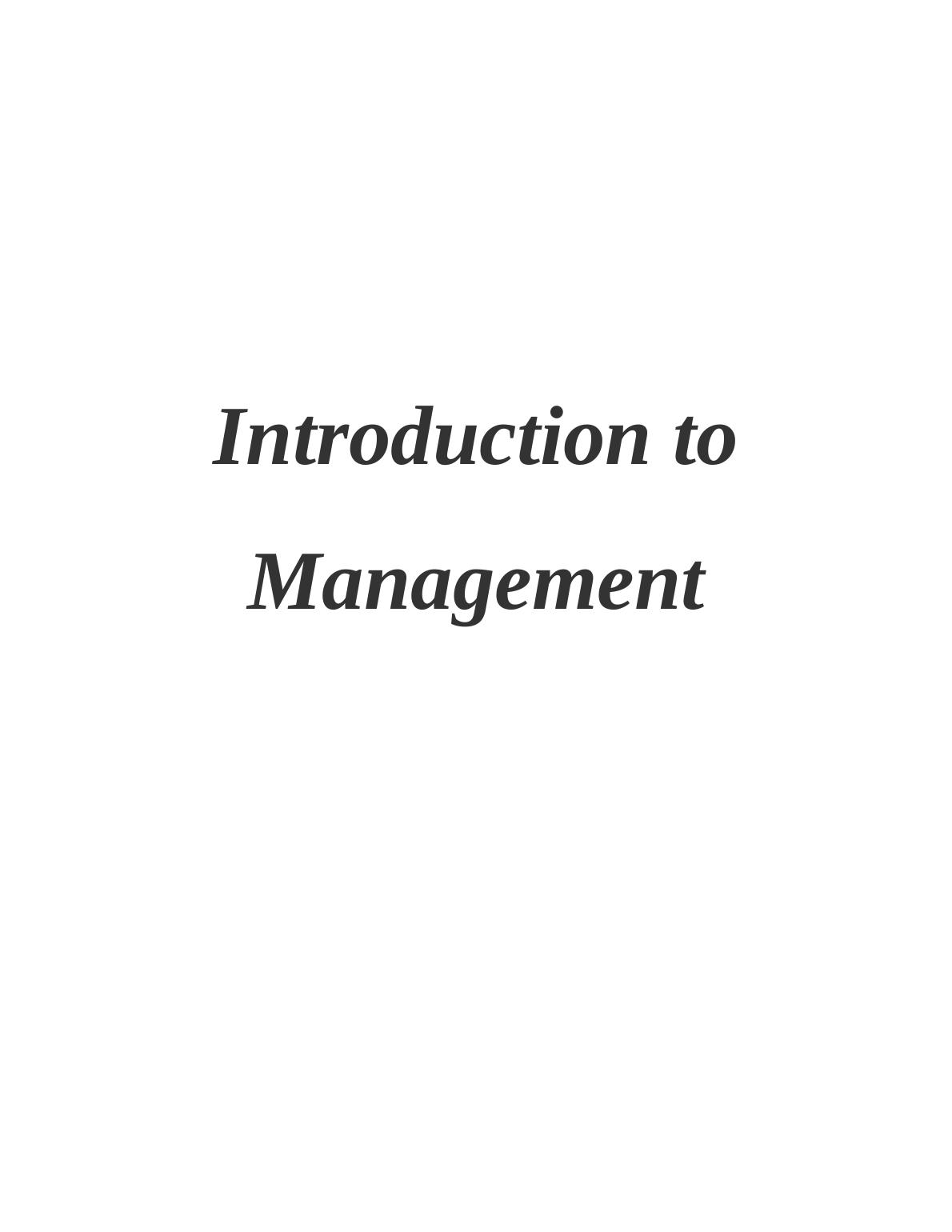 introduction to management assignment sample