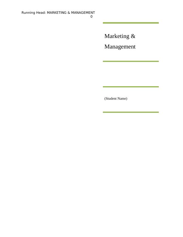 Marketing & Management: Study Material with Solved Assignments_1