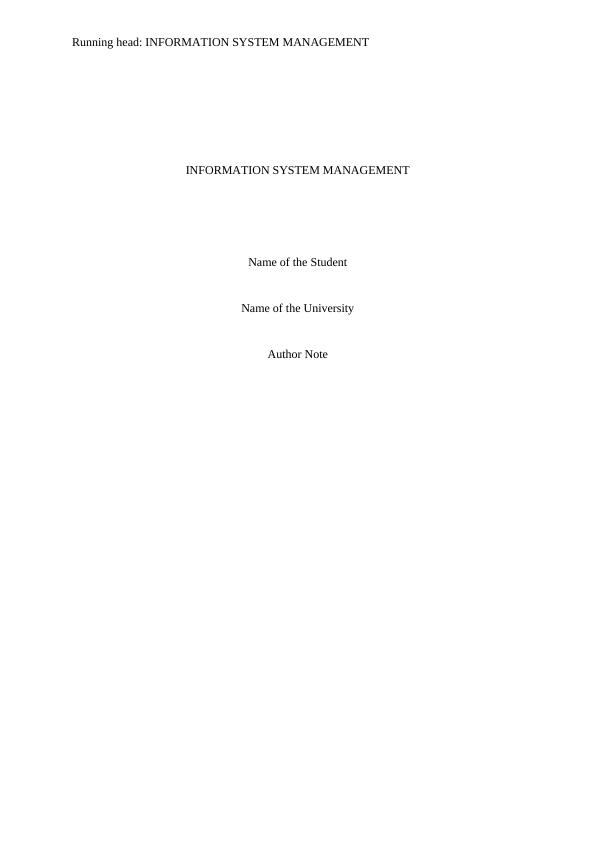 Information System Management Report_1