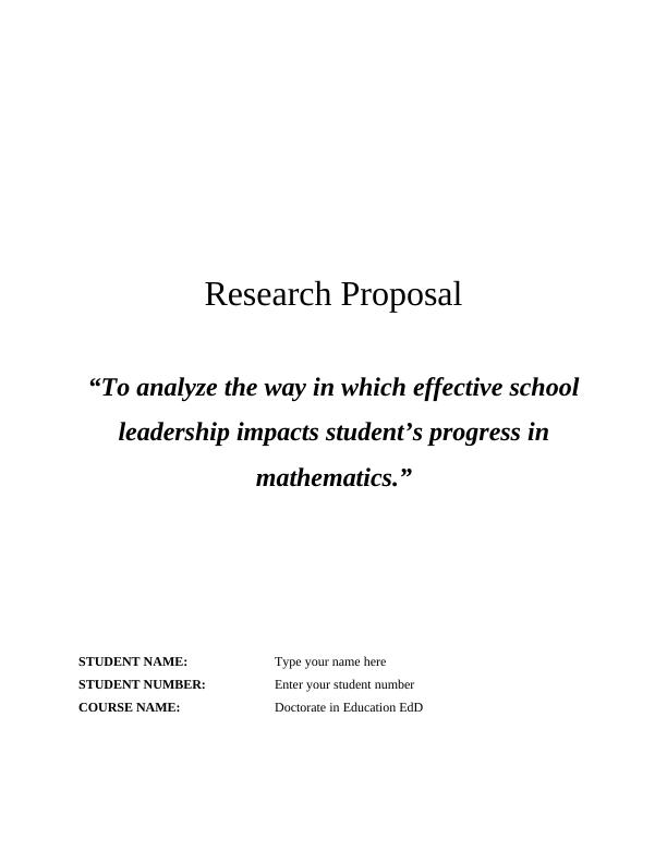 Impact of Effective School Leadership on Student Progress in Mathematics_1