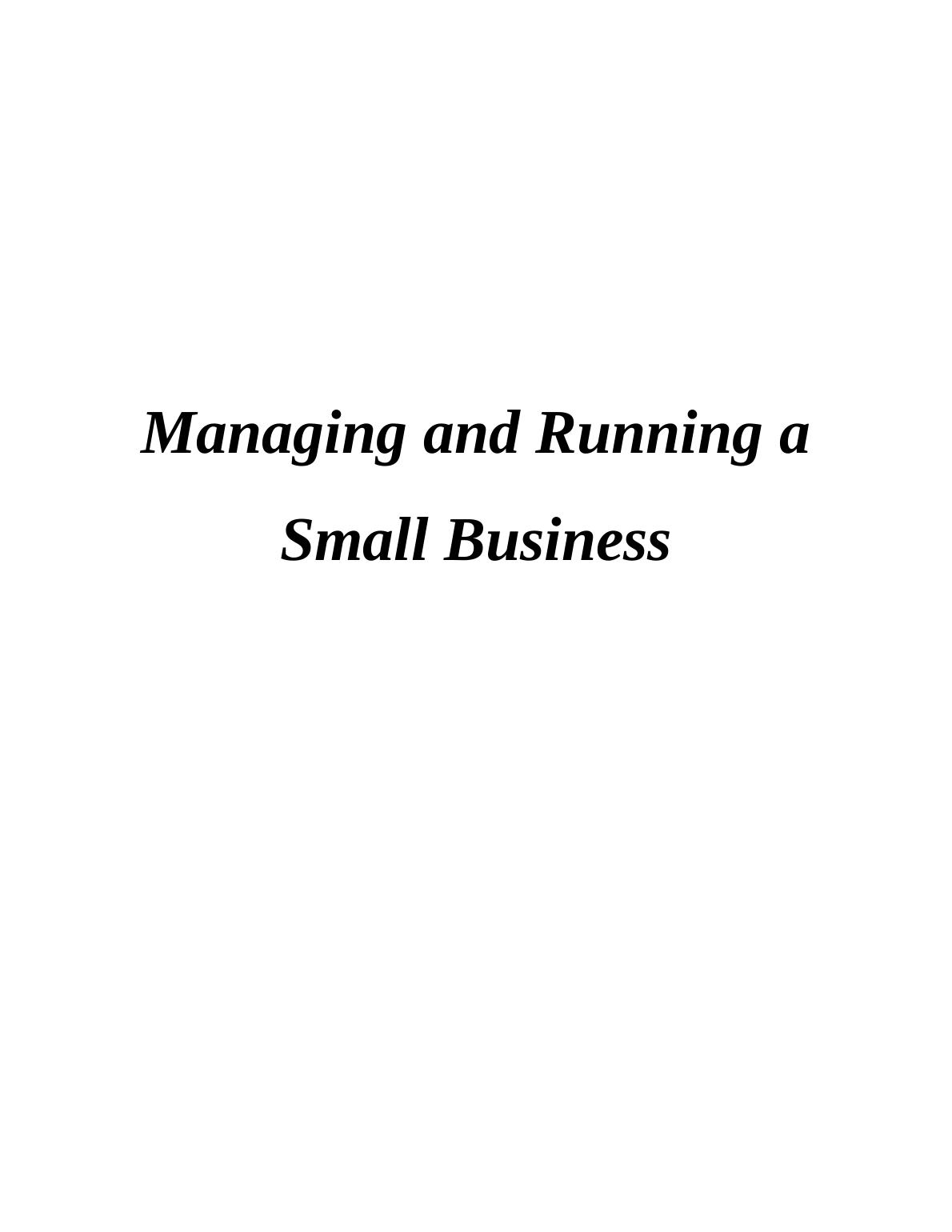 Managing and Running a Small Business Assignment - Talent Plus_1
