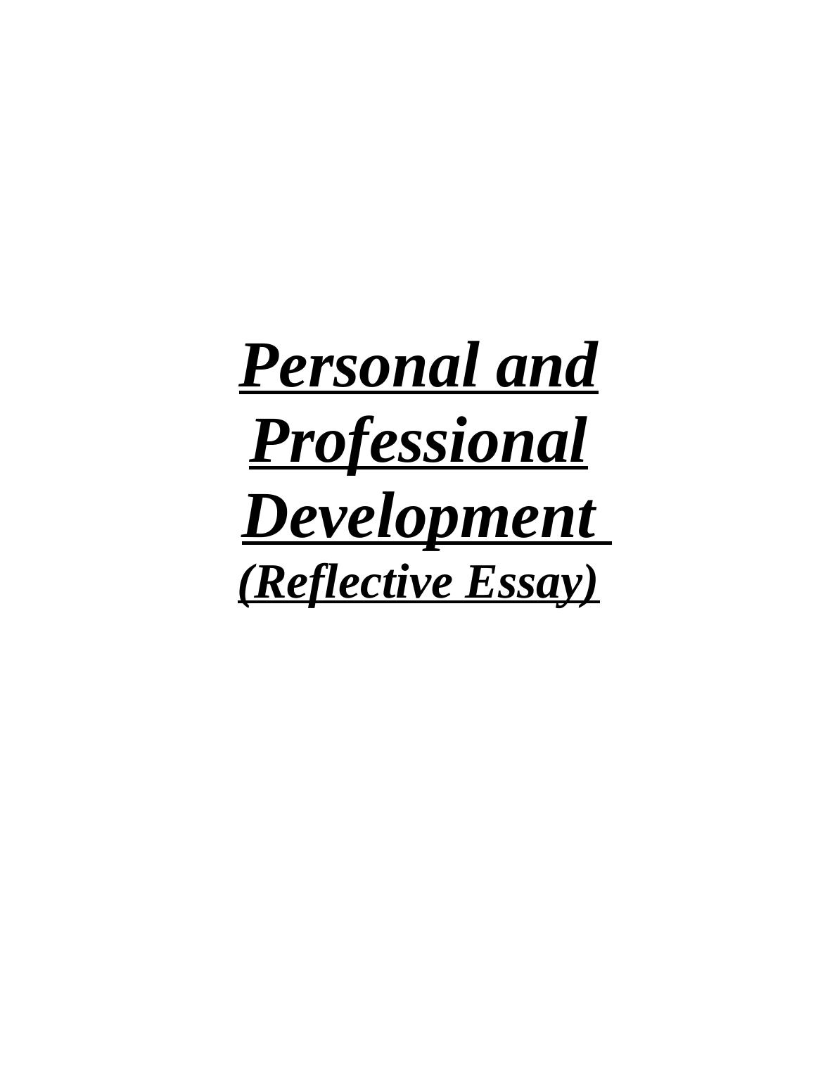 personal development reflective essay