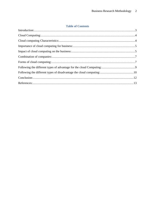 Report on Cloud Computing on Business