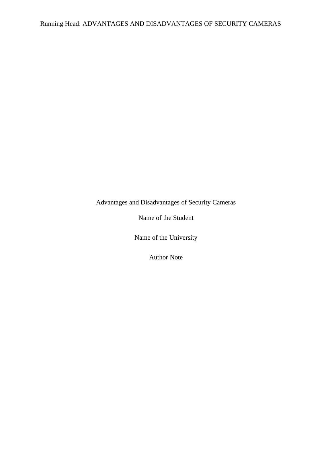 Advantages and Disadvantages of Security Cameras