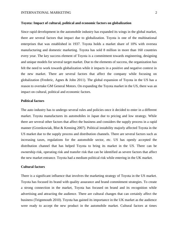 Toyota: Impact of cultural, political and economic factors on globalization_2