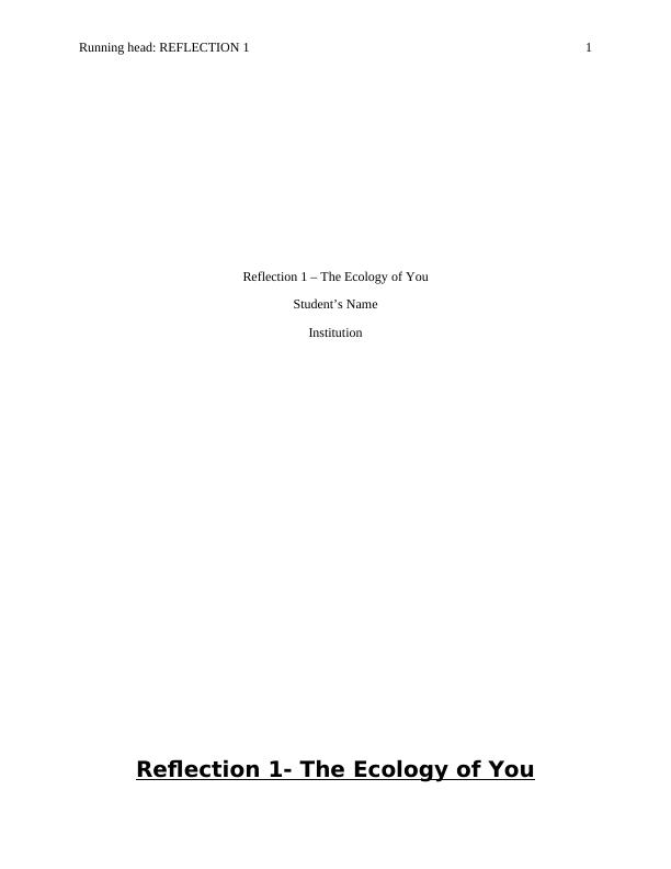 Reflection 1 - The Ecology of You_1