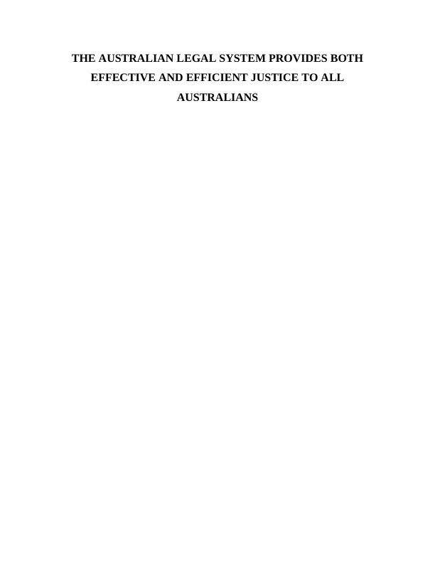 Australia's Legal System - Assignment_1