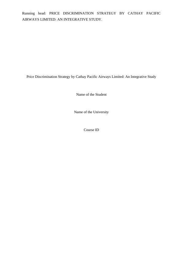 Price Discrimination Strategy by Cathay Pacific Airways Limited: An Integrative Study_1