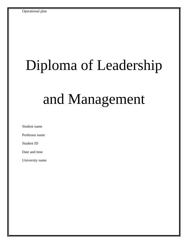 Operational Plan for Diploma of Leadership and Management_1
