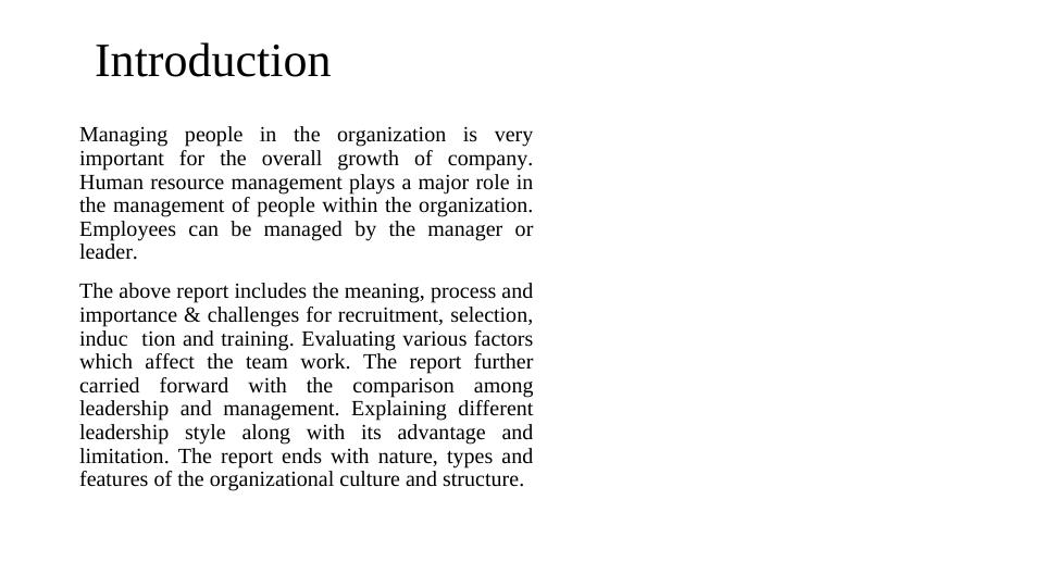 Managing People in Organizations: Recruitment, Selection, Induction, Training, and Leadership_1