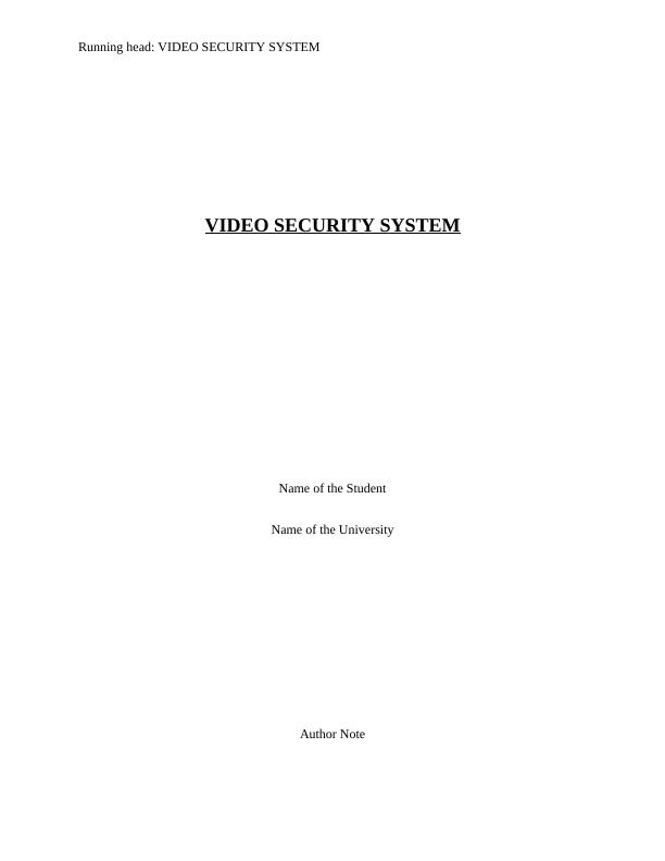 VIDEO SECURITY SYSTEM Report_1