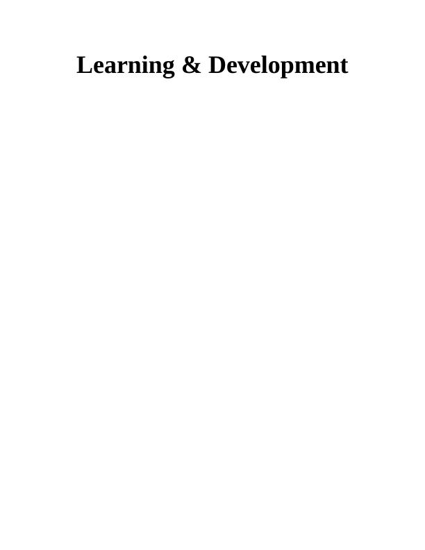 Learning & Development in Poshby Departmental Store : Report_1