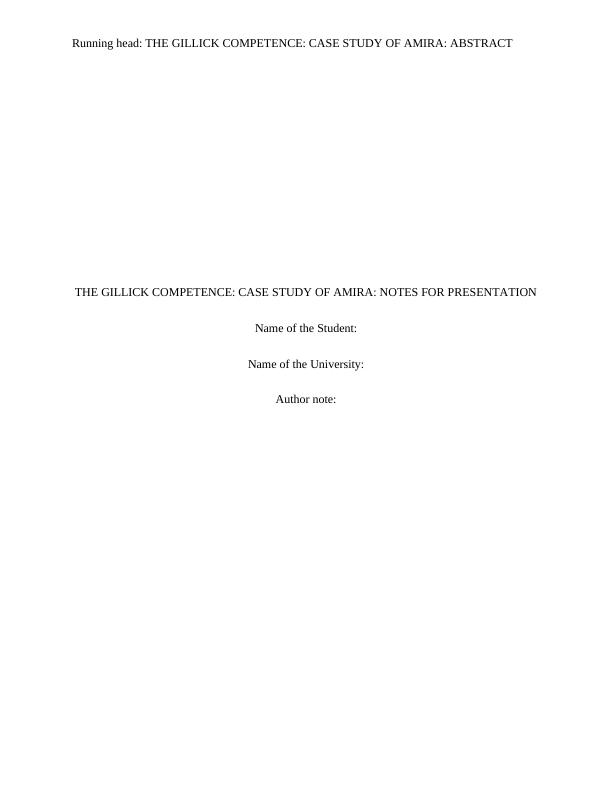 The Gillick Competence: Case Study Of Amira