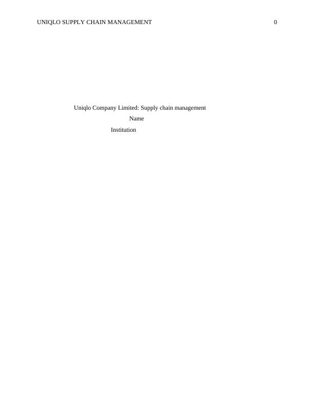 Supply chain management : uniqlo PDF_1