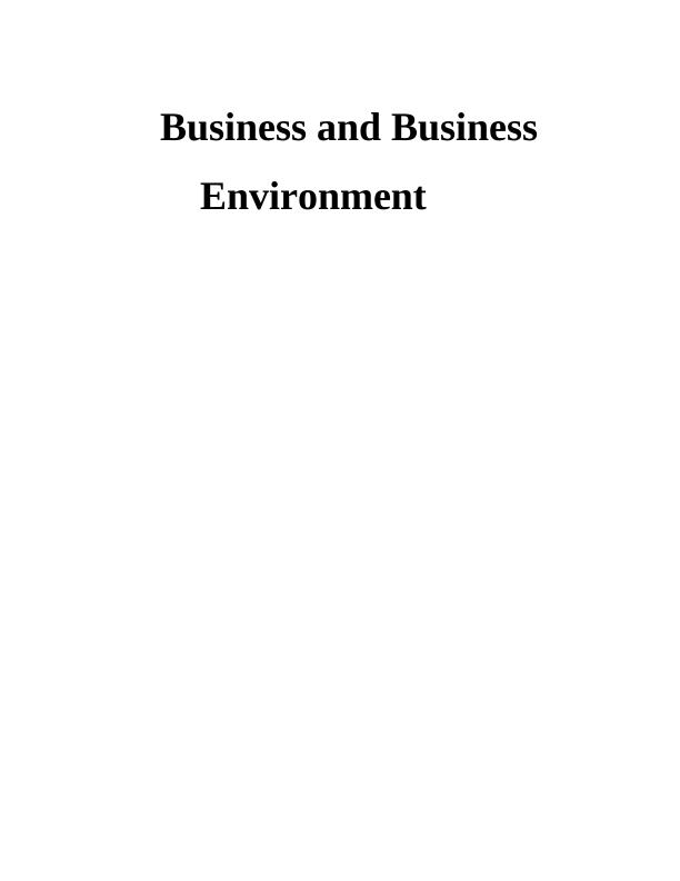 Business and Business Environment Assignment - ASDA_1