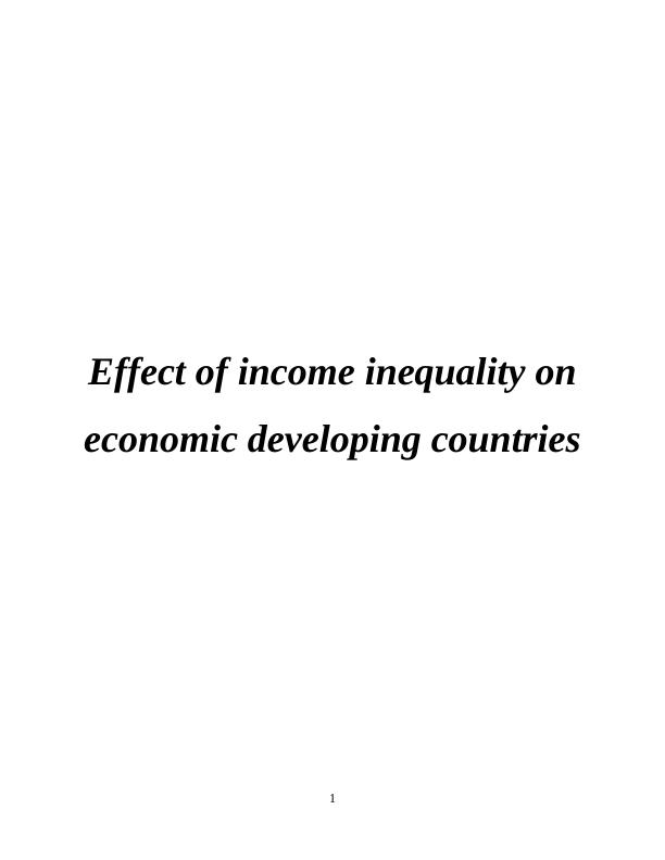 Effect of Income Inequality on Economic Developing Countries_1