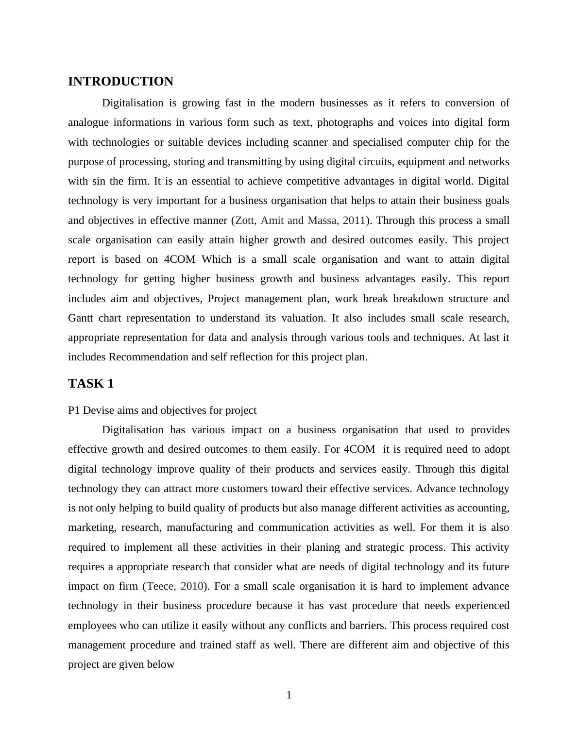 Project Report on Digital Technology for Business : 4COM Organisation_3