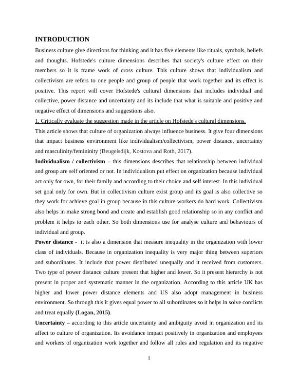 (PDF)Hofstede's Cultural Dimensions - Assignment_3